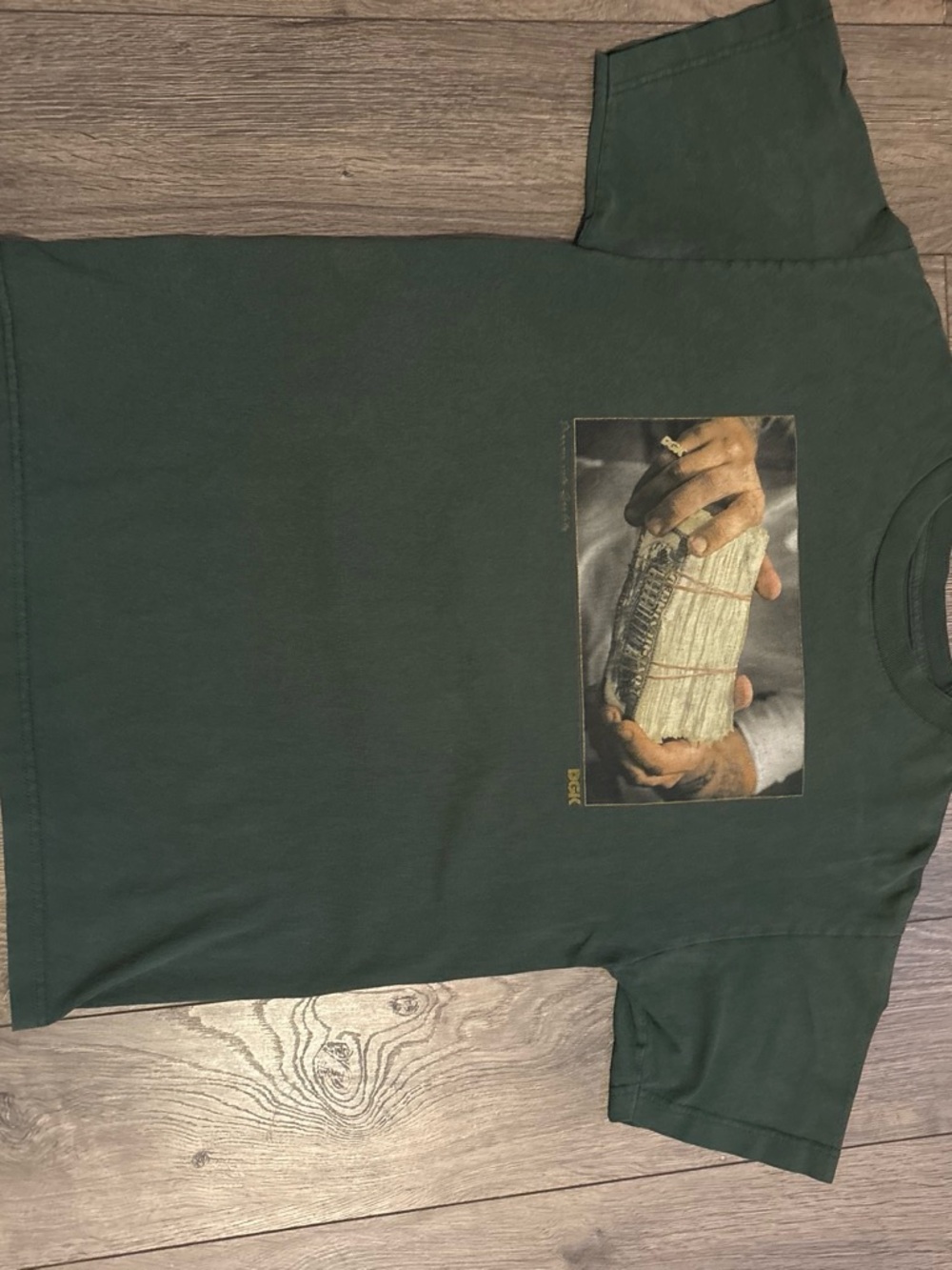 & Other Stories Dark Green Graphic Tee with Money Print